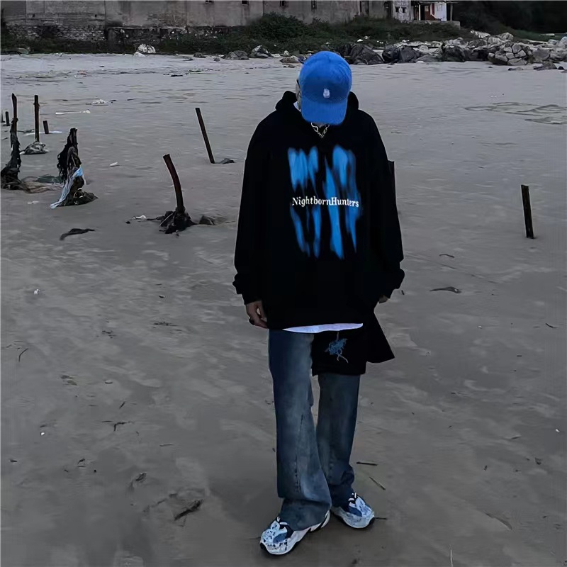 Áo hoodie ZHELIHANGFEI tay dài dáng rộng phong cách cổ điển dành cho cặp đôi