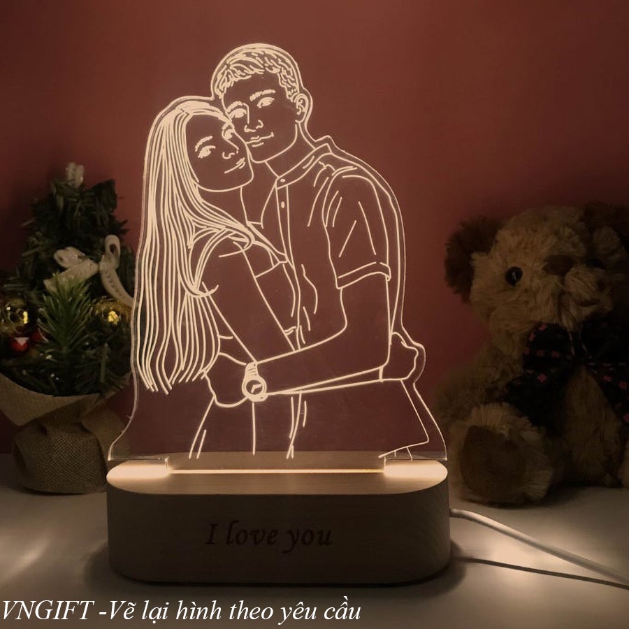 Đèn led 3D vẽ hình, khắc tên theo yêu cầu, quà tặng tình yêu, kỷ niệm ngày yêu nhau, đồ decor phòng