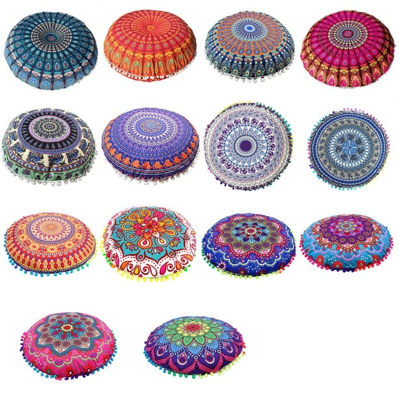 Vỏ Gối Tròn 45x45cm In Họa Tiết Mandala Bohemian Ốp