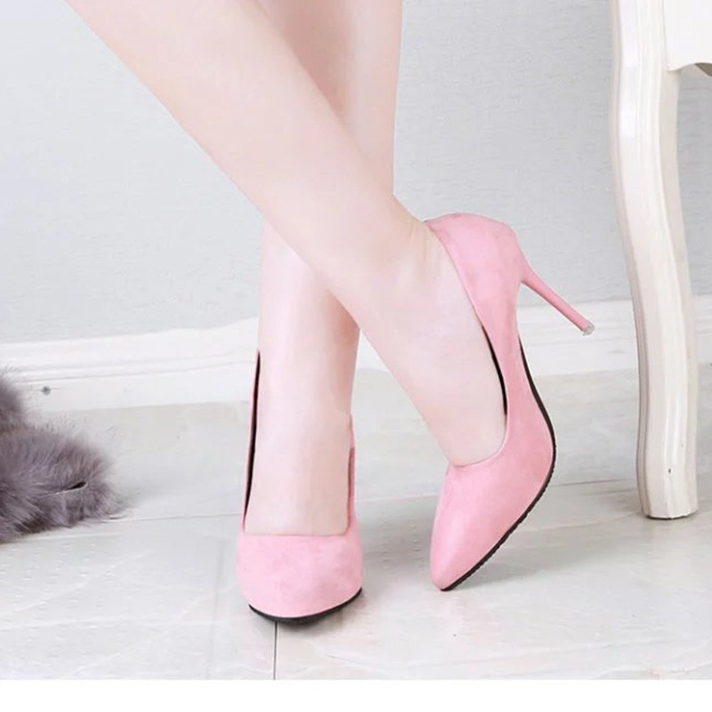 Giày cao gót mũi nhọn bằng chất liệu bề mặt nhung thời trang sang trọng cho nữ
