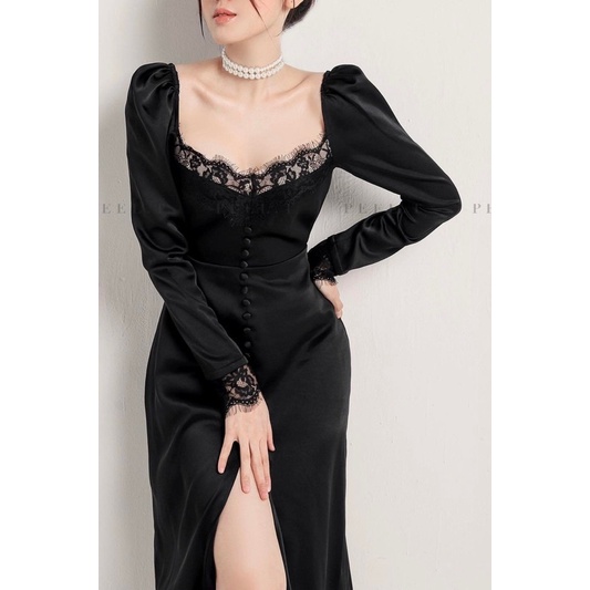 PEEL.T - Julia Dress - Đầm dài maxi phối ren xẻ tà