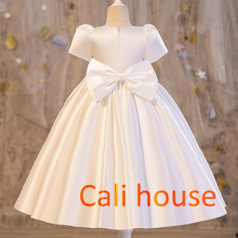 Đầm váy công chúa cho bé gái, váy trắng, dáng xòe, kiểu dáng váy thiết kế xếp li ngực phong cách Korea -  Cali house