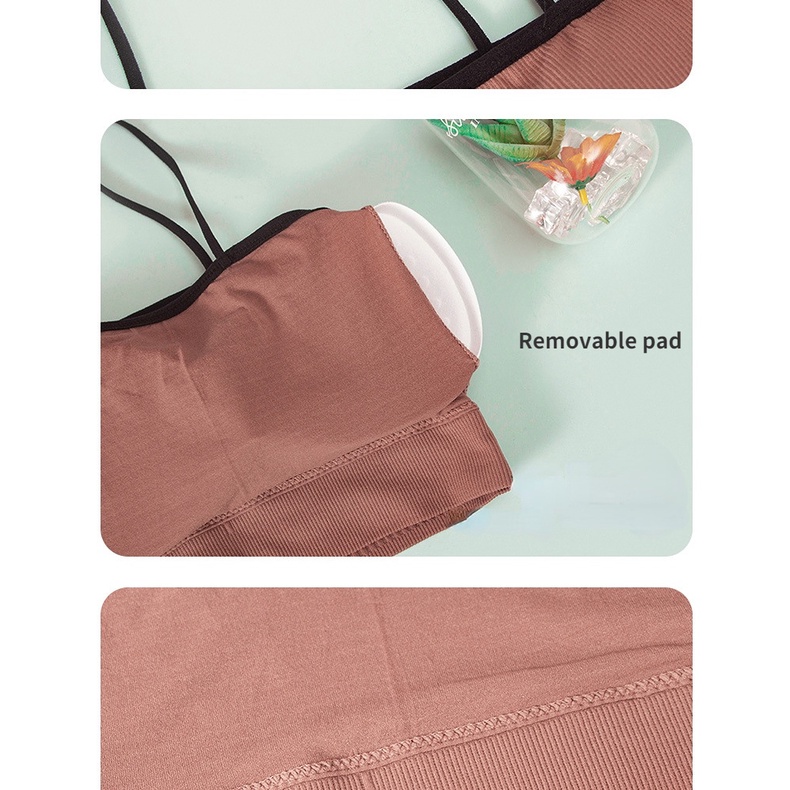 Áo lót FINETOO một mảnh màu trơn có đệm ngực sau lưng chống chói thoải mái thời trang mùa hè cho nữ