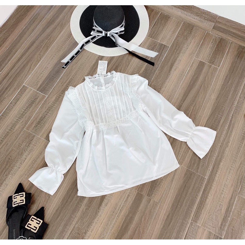 Áo baby don xếp li phối ren cổ TT12