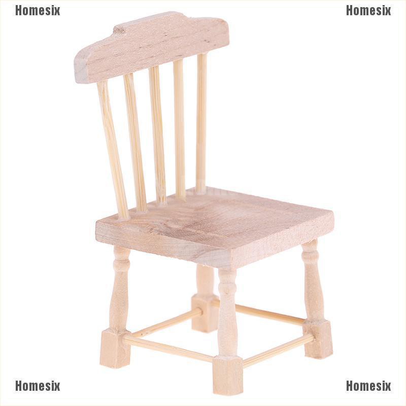 [HoMSI] 1:12 Dollhouse Miniature Mini Wood Color Chair Model Furniture Accessories SUU