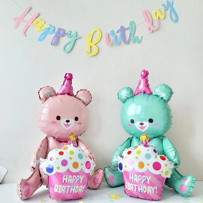 Bong Bóng Lá Nhôm Hình Gấu Hoạt Hình 4D Trang Trí Tiệc Sinh Nhật Cho Bé