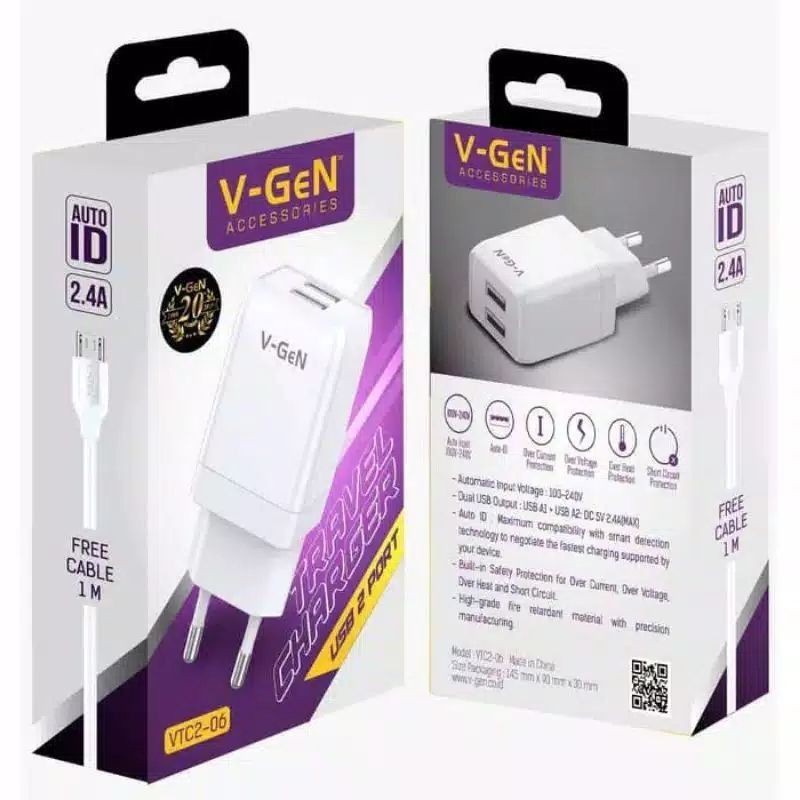 Củ Sạc Nhanh V-Gen Vtc2-06A 2 Cổng Usb