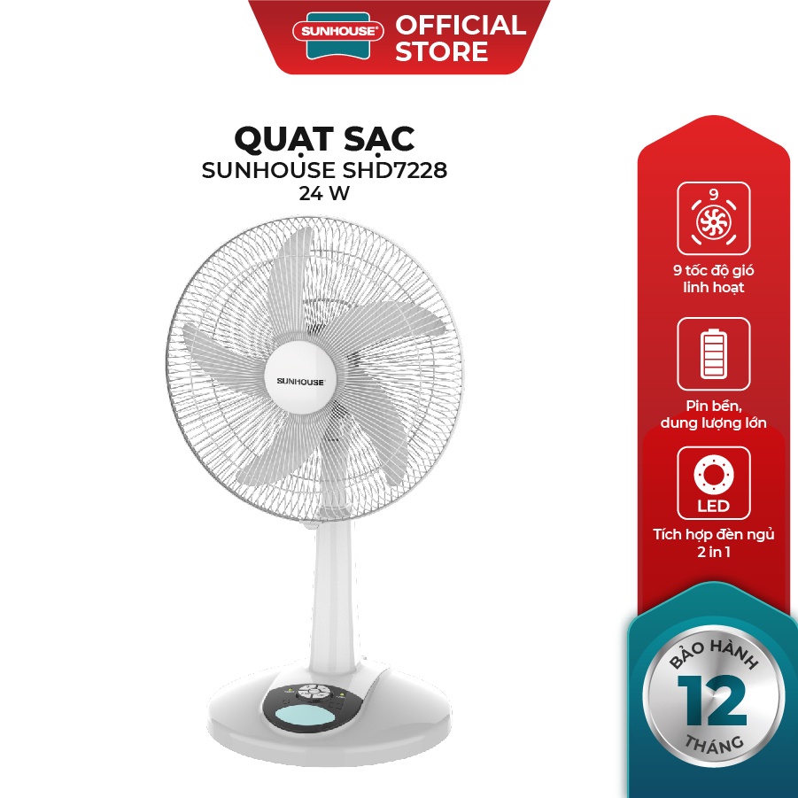 Quạt sạc SUNHOUSE SHD7228