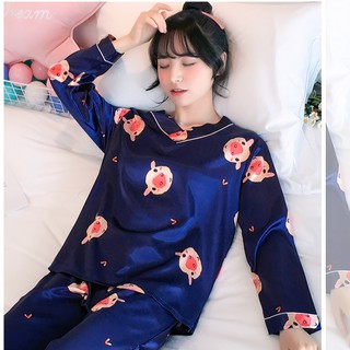 Bộ Lụa Mặc Nhà Heo Xanh cổ V 🌿 IVY400