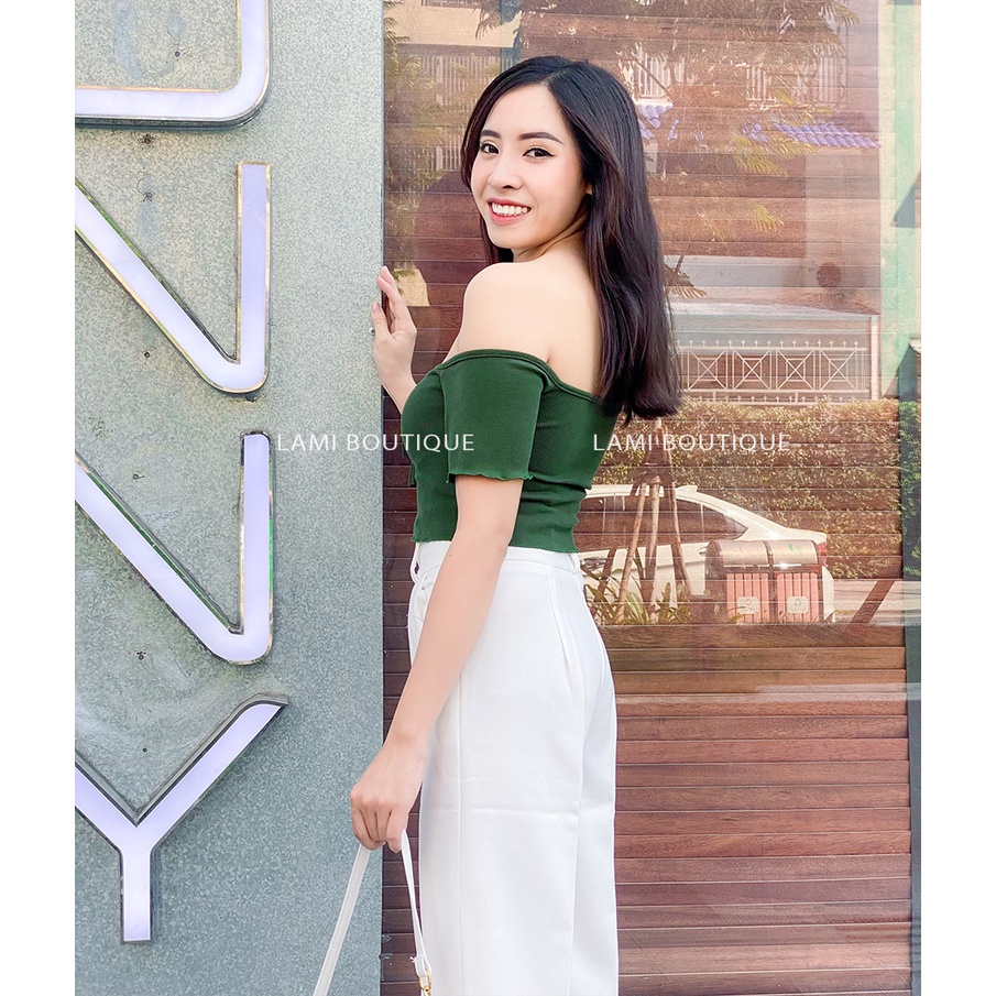 Quần Ống Suông Baggy Nữ Cạp Cao đen trắng công sở vải tuyết mưa Hàn Quốc 2 Khuy Cúc Khóa Mã SP 101 - Lami Boutique