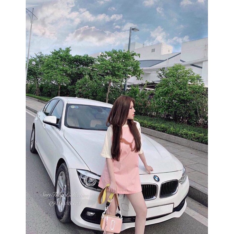 áo phong nữ form rộng phối màu in hình