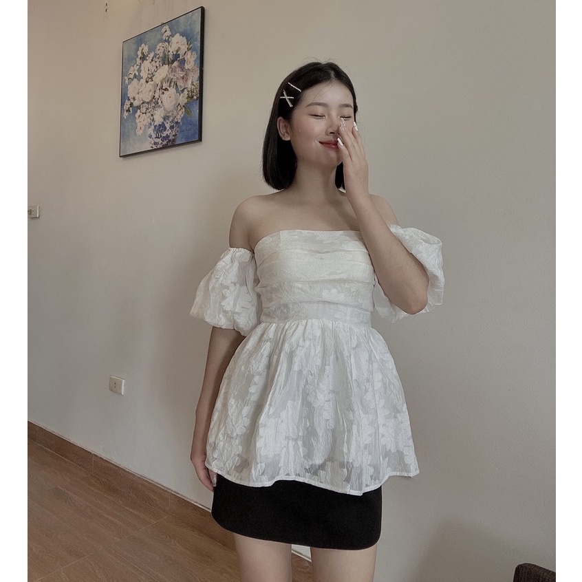 Áo Cúp Ngực Tay Phồng Áo Trễ Vai Tay Rời Set Áo 3 Món Phong Cách Tiểu Thư - BARBIE TOP