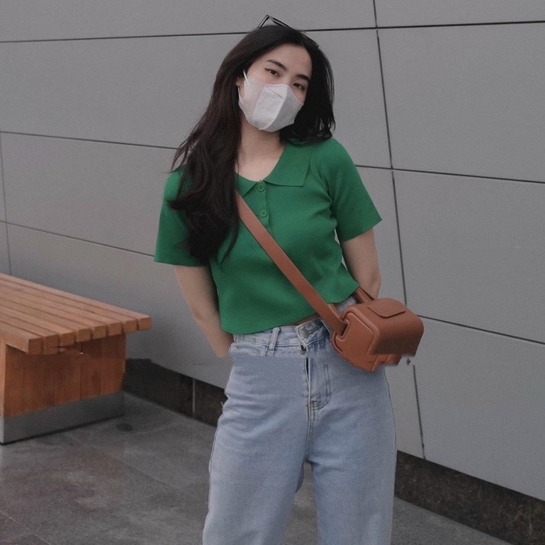 Áo Croptop Nữ Chất Len Dệt Kim Tay Ngắn Hàng Quảng Châu Cao Cấp Ailee