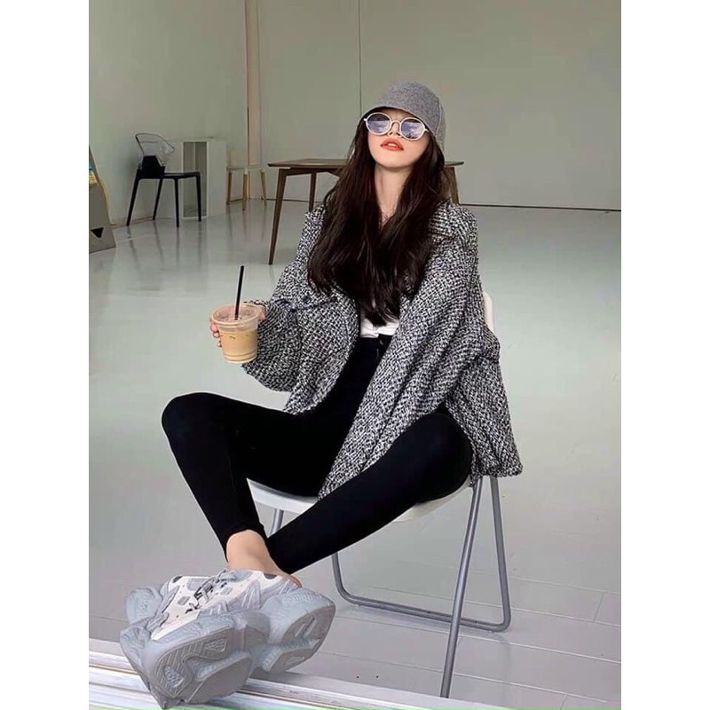 Áo dạ tiêu 2 lớp style Hàn dài tay bo