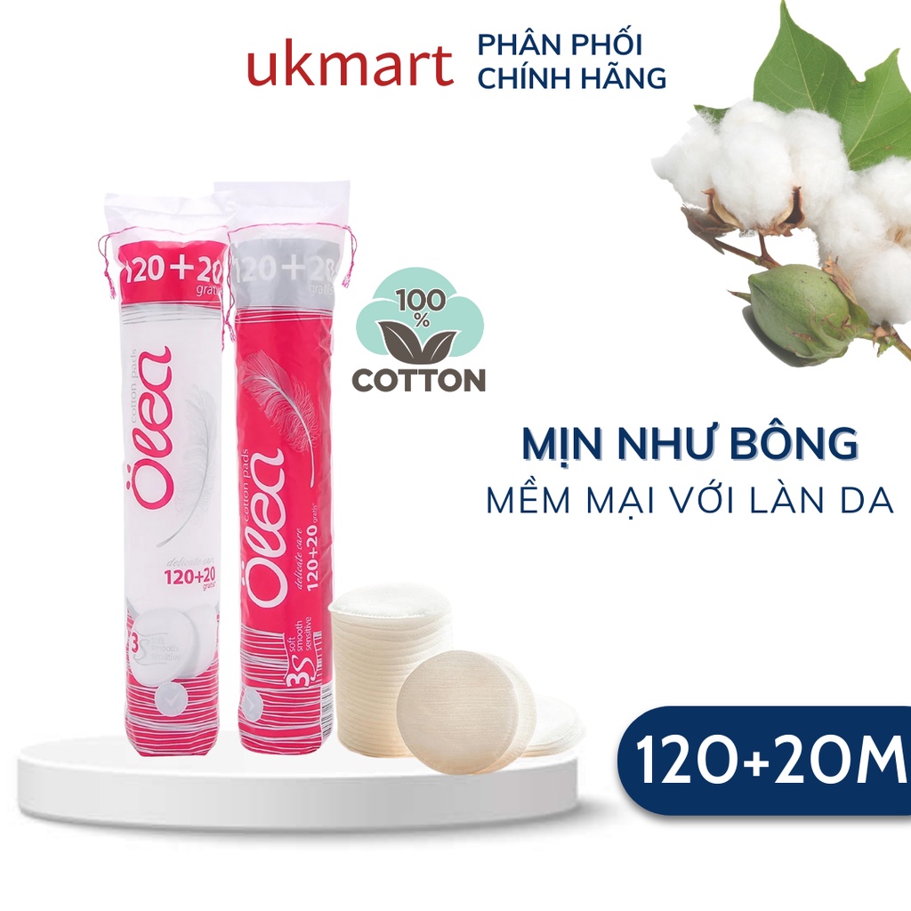 Bông Tẩy Trang Olea 120 Miếng + Thêm 20 Miếng