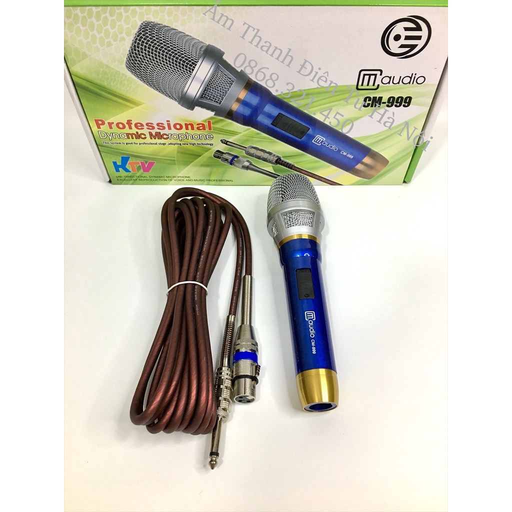 Micro Có Dây CM 999 Chính Hãng,Hút Giọng, Hát Nhẹ, Hỗ Trợ Chống Hú, Tay Mic INOX Chắc Chắn, Dây Chống Xoắn