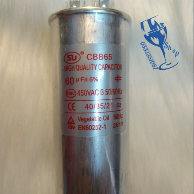Tụ 60uf 450v 2 cực hàng đẹp SU CBB65