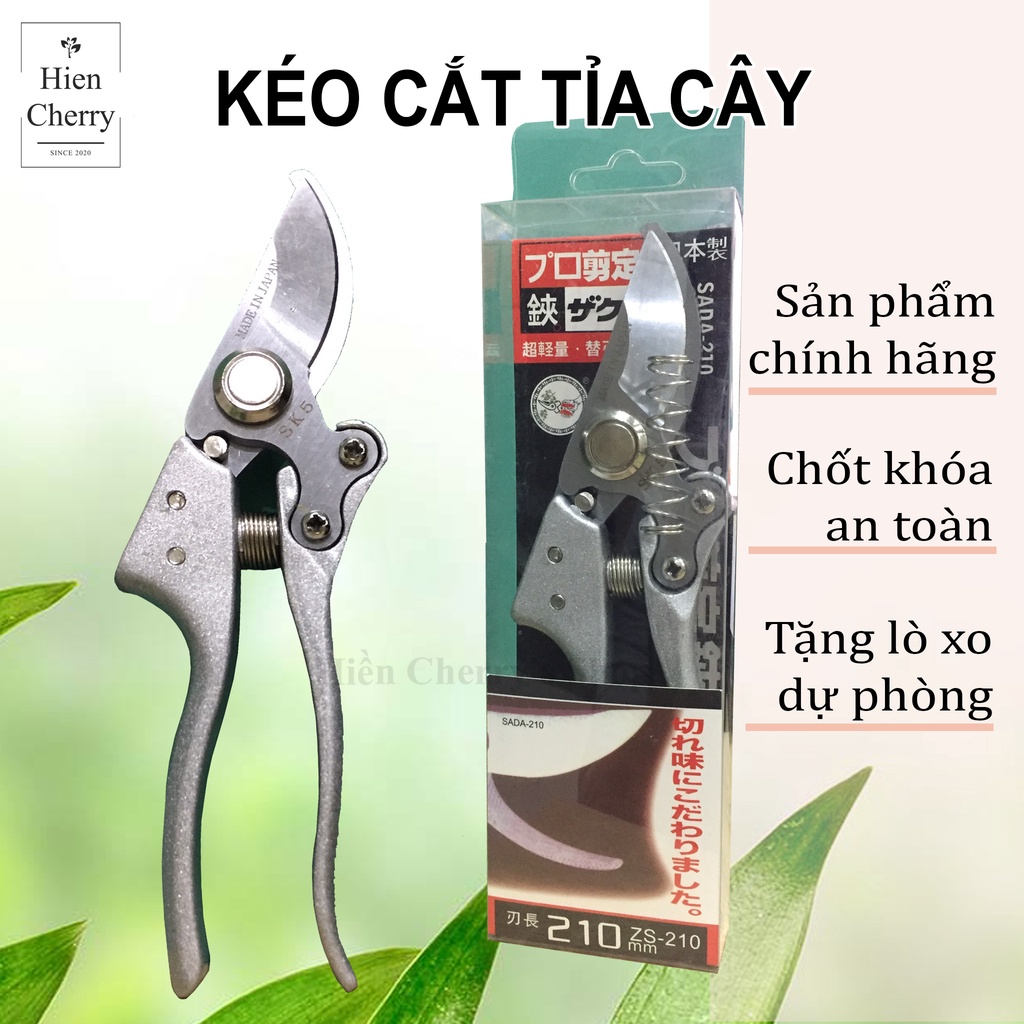 Kéo cắt tỉa cây cảnh Sada 210 công nghệ Nhật Bản, lưỡi cắt cao cấp thép SK5