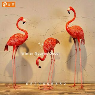 Hồng hạc trang trí tiểu cảnh chất liệu sắt Mỹ thuật cao 1,2m