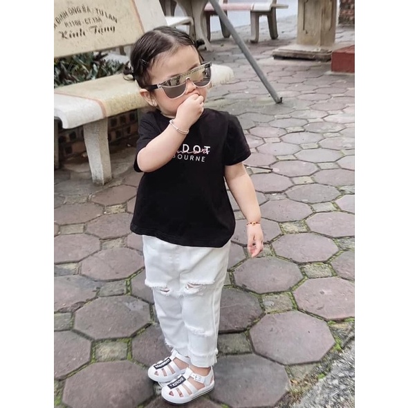 Quần Kaki Cho Bé , Quần Dài Rách Gối Co Giãn 2 Màu Đen - Trắng Cho Bé Trai,Bé Gái