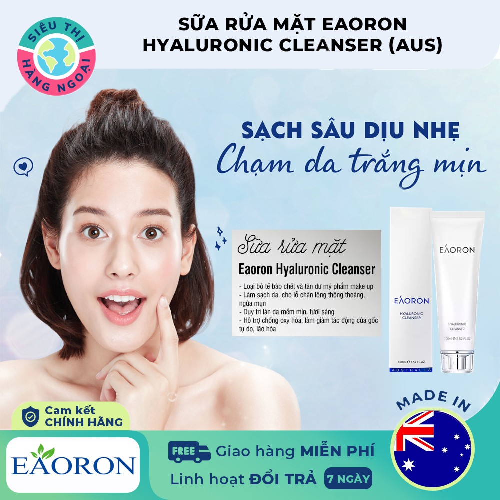 Sữa rửa mặt Eaoron Hyaluronic Cleanser 100ml Date 2025  Hàng Úc