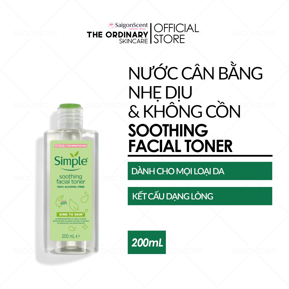 Nước cân bằng Simple Soothing Facial Toner 100% Alcohol Free ( 200mL )