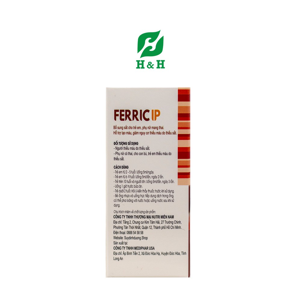 Hộp FERRIC IP 50mg  – BỔ SUNG SẮT cho cơ thể HỖ TRỢ TẠO MÁU, GIẢM THIẾU MÁU DO THIẾU SẮT
