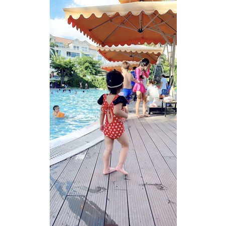 Đồ Bơi Liền Thân Cho Bé, Bikini Sắc Màu Kèm Mũ Cho Bé Gái