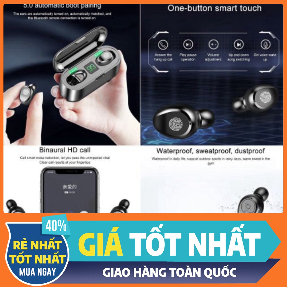 Tai Nghe Bluetooth AMOI F9 Không Dây | Nút cảm ứng | Hiển thị % pin | Pin 280 giờ | BigBuy360 - bigbuy360.vn