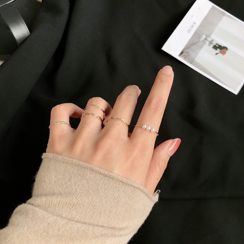 Bộ nhẫn đính hạt ngọc trai kiểu dáng sang trọng B846