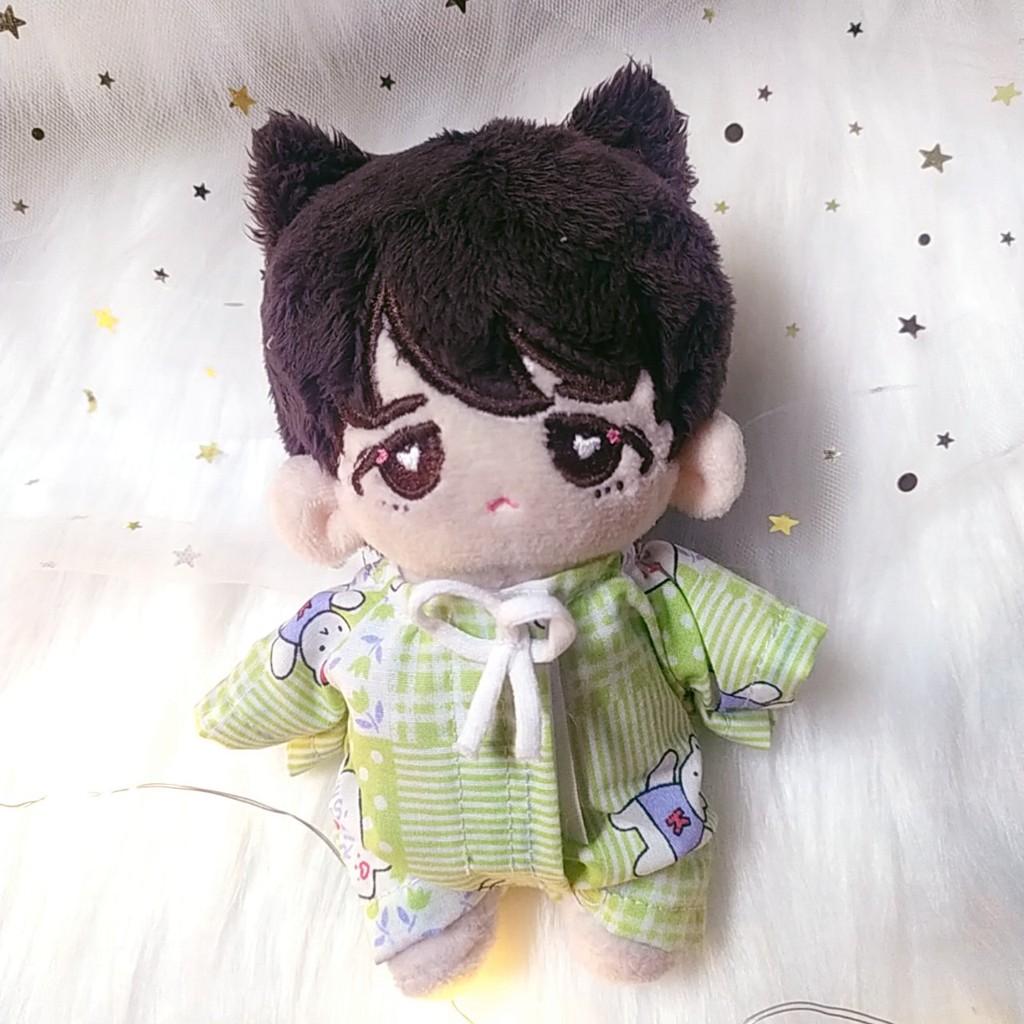 Đồ ngủ nơ trắng cho doll 15cm