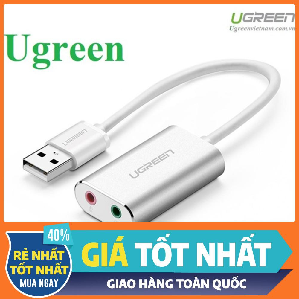 Card sound USB 2.0 to 3.5mm bọc nhôm chính hãng Ugreen 30801