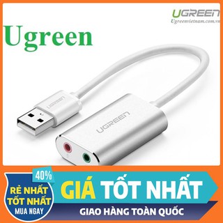 Card sound usb 2.0 to 3.5mm bọc nhôm chính hãng ugreen 30801