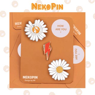 Ghim cài áo NEKOPIN trang trí áo, balo, túi xách hình daisy hoa cúc và tia chớp P014