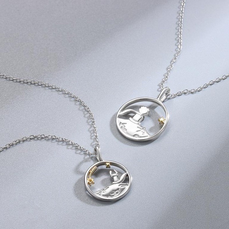 Cod Qipin Vòng cổ Dài Mặt Hình Cáo Hoàng Tử Bé Làm Quà Tặng Khoảng Cách Tình Yêu