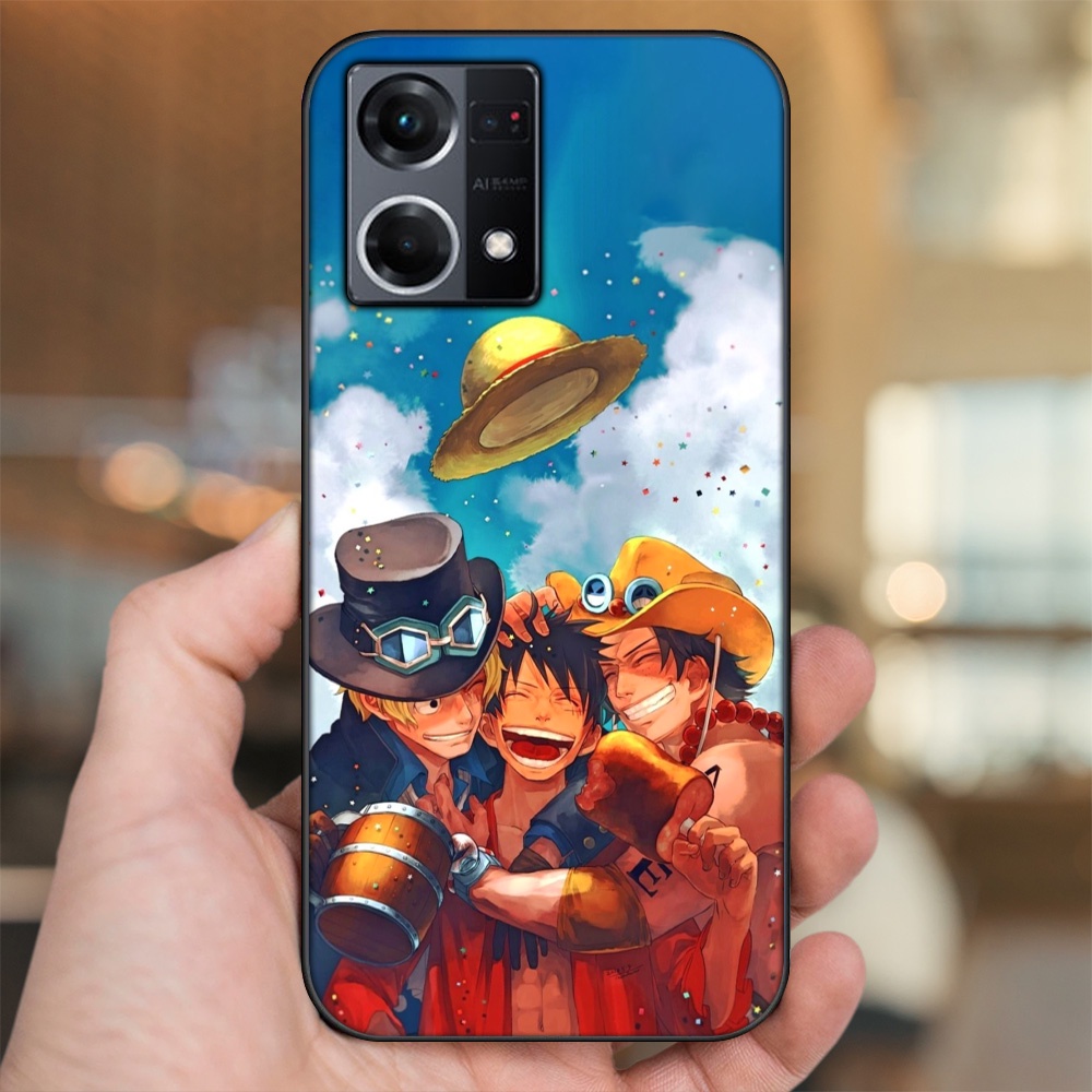Ốp lưng Oppo Reno 8 4G viền đen in hình Ace One Piece