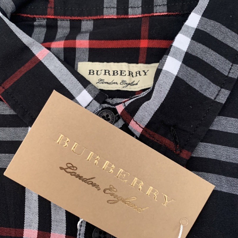 Burberry Áo Sơ Mi Vải Cotton Màu Đen Thời Trang Cao Cấp Cho Nam