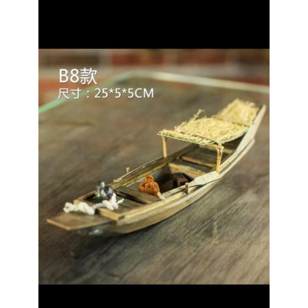 mô hình thuyền gỗ nổi trang trí bể cá, bể thủy sinh