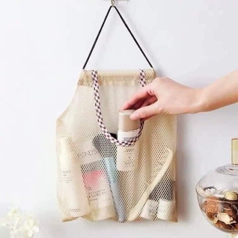 Túi treo hành tỏi giao màu xanh hoặc trắng (Tặng 1 móc dán tường hoa mai)