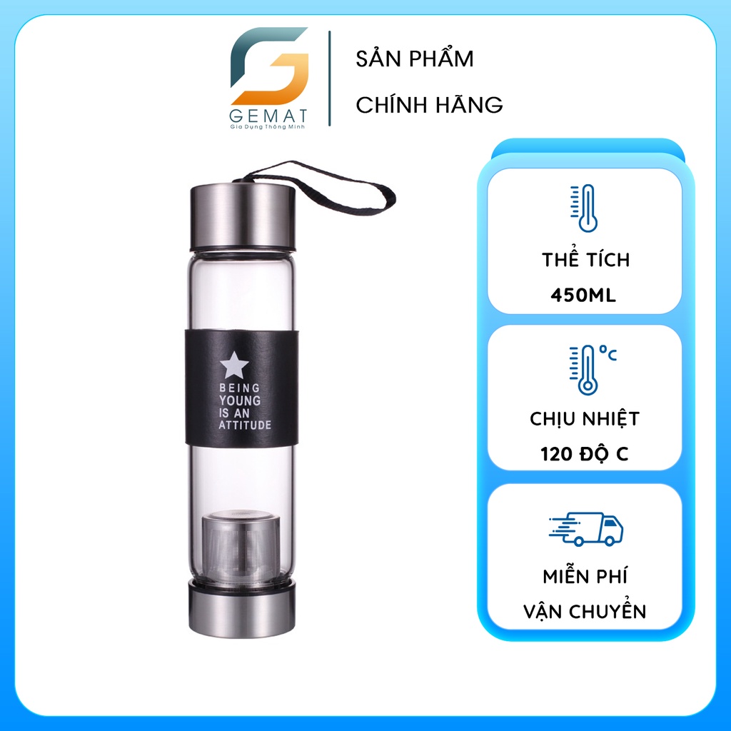 Bình lọc trà, Cà phê thủy tinh 2 đầu 450ml