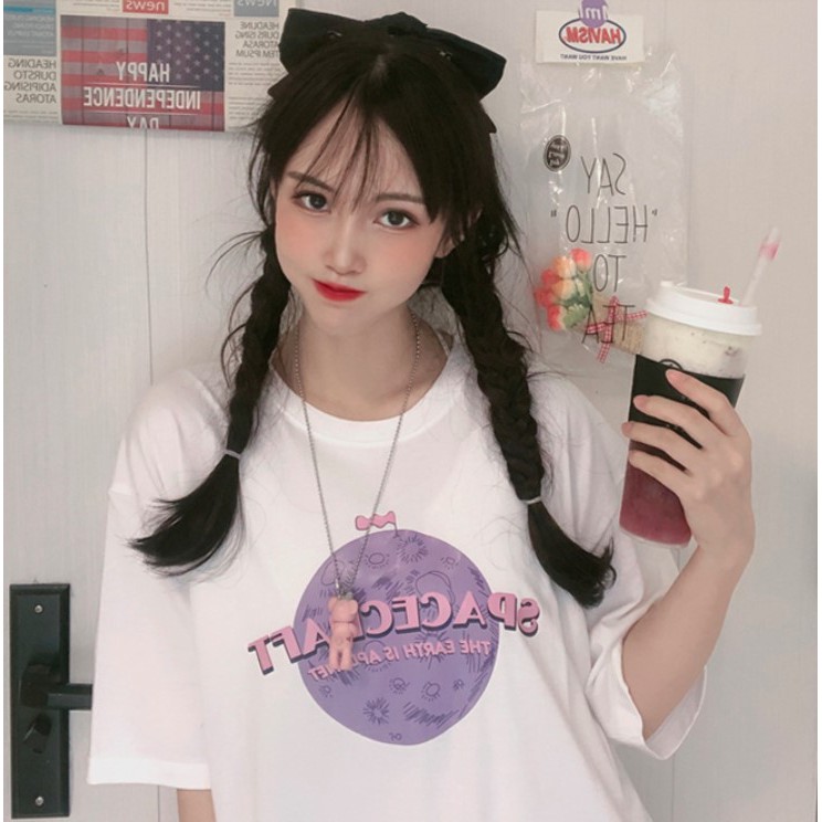 Áo thun unisex tay lỡ form rộng 2021, Áo phông nữ đẹp màu trắng, đen chất cotton xịn thời trang Quảng Châu Order | BigBuy360 - bigbuy360.vn