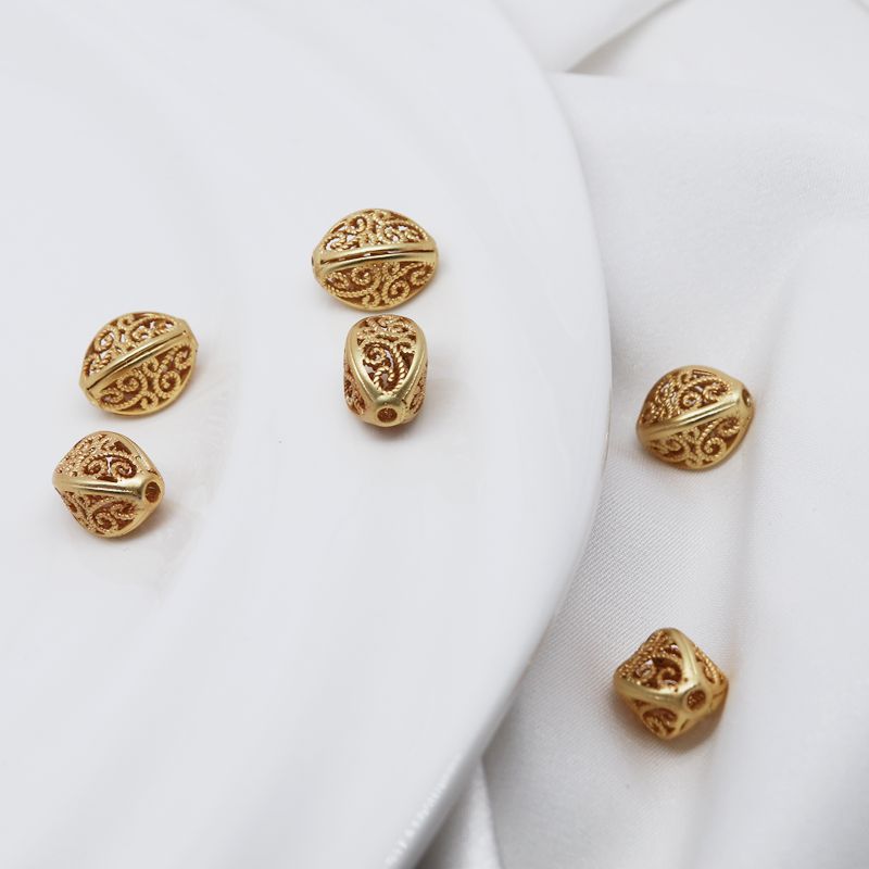 Hạt Đồng Mạ Vàng 18k Đục Lỗ Dùng Làm Vòng Tay diy