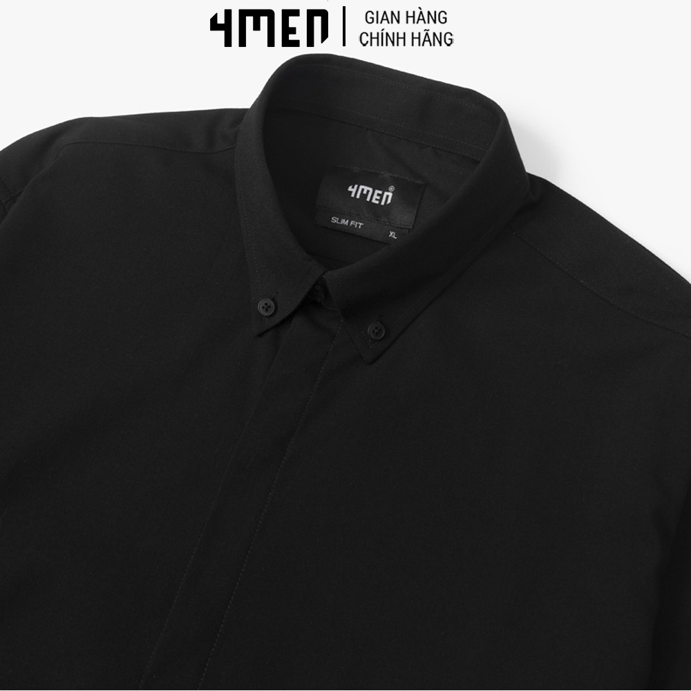 Áo Sơ Mi Slimfit Nẹp Giấu Nút 4MEN ASM113 cổ bẻ tay dài thanh lịch, vải mềm mại, chống nhăn, thấm mồ hôi