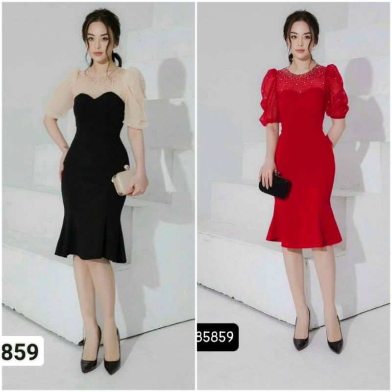 ĐẦM ÔM BODY DỰ TIỆC SANG CHẢNH CHẤT UMI DÀY DẶN CO DÃN PHỐI VON ÉP ĐÁ MỀM MIN (70KG ĐỔ LẠI)