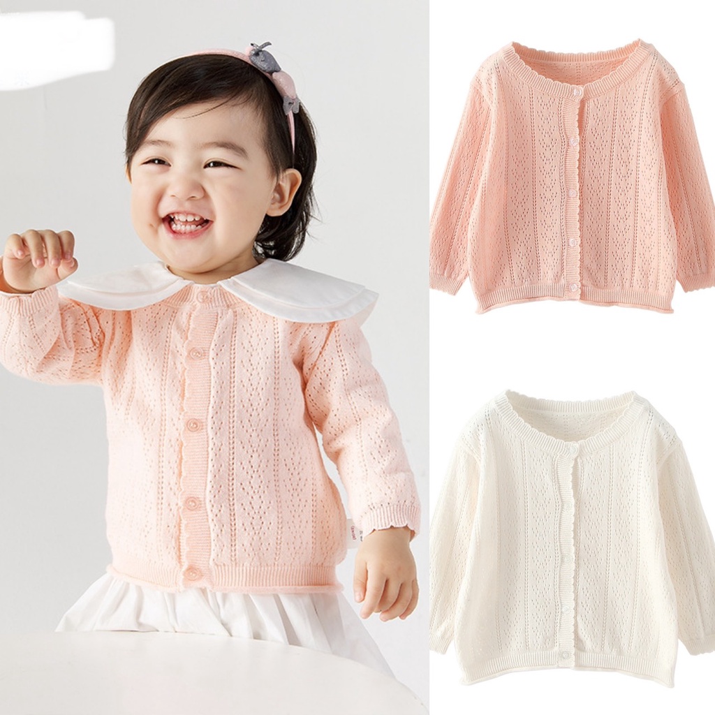 Hàng cao cấp 0-6 tuổi Áo cardigan cho bé gái áo khoác len mỏng phong cách