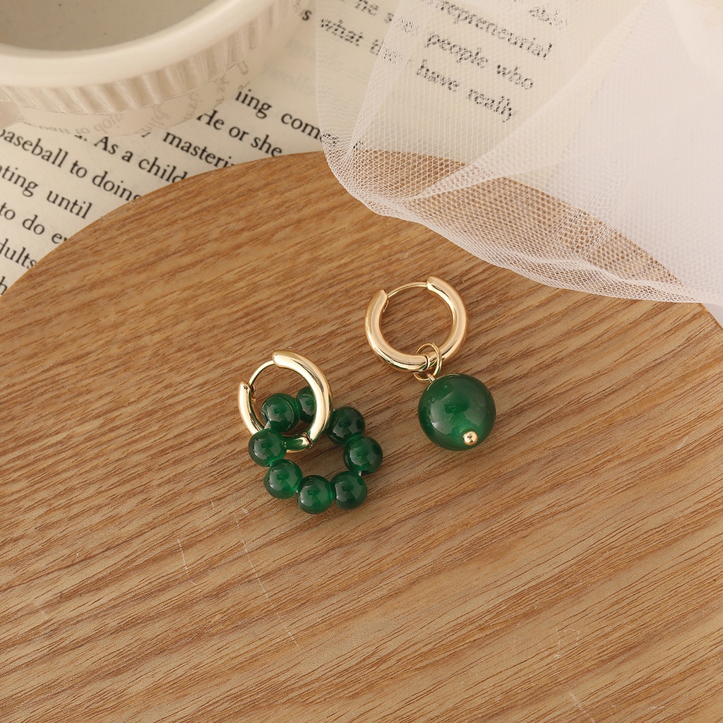 Khuyên tai tròn không đối xứng thời trang phong cách retro cá tính