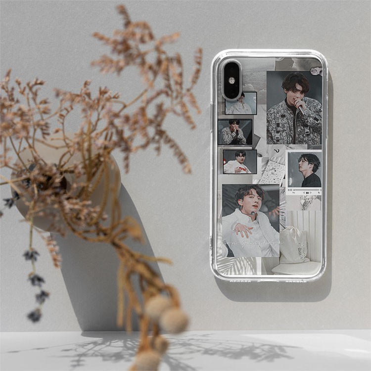 Ốp Lưng TINTIN jeon jungkook white aesthetic collage art cho iphone 5 - iphone 12 BTSPOD20210034