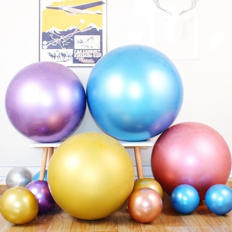 Bong Bóng Latex Kích Thước Lớn 36 Inch Màu Ánh Kim Dùng Trang Trí Tiệc Cưới/ Sinh Nhật