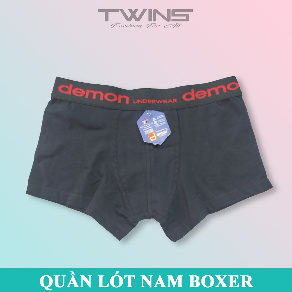 Quần lót nam boxer đùi cao cấp cotton Demon chính hãng lưng to bền đẹp, thoáng mát, thấm hút mồ hôi, co giãn thoải mái