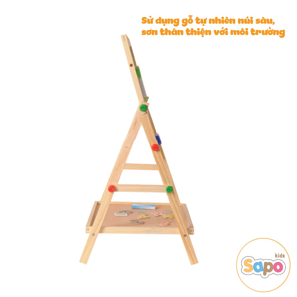 Bảng vẽ cho bé, bảng học thông minh cho bé bằng gỗ nam châm 2 mặt SAPO KIDS